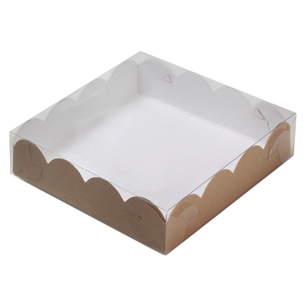 Коробка для пряников и печенья с прозрачной крышкой, размер 120 х 120 х 30 мм, крафт