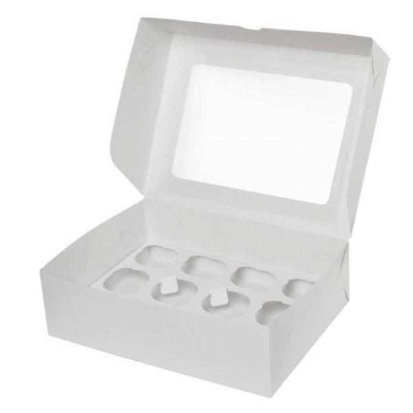 Коробка на 12 капкейков с окном белая, 33 х 25 х 10 см, forGenika