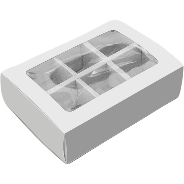 Коробка для конфет, 6 ячеек, белая, 140 х 110 х 40 мм