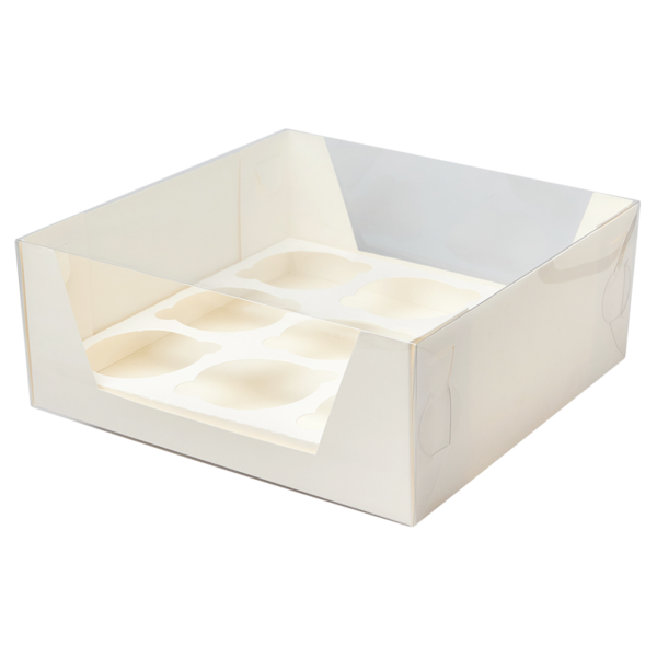 Коробка для капкейков на 9 шт. прозрачная, 235 x 235 x 95, белая