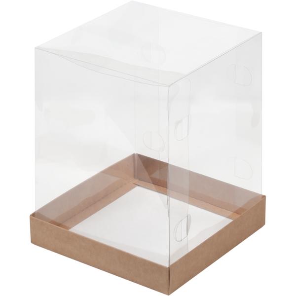 Коробка под торт и кулич с прозрачным куполом, 150 x 150 x 200 мм, крафт