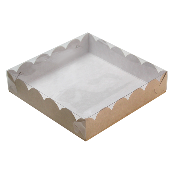 Коробка для пряников и печенья с прозрачной крышкой, размер 155 х 155 х 35 мм, крафт