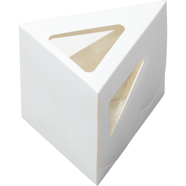 Коробка для кусочка торта или пирога, с окном, белая, 120 x 120 x 100 x 100 мм, ForGenika