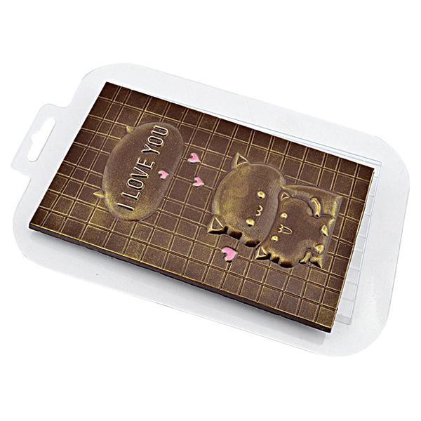 Форма для шоколада Плитка Люблю Котятки, размер ячейки: 100 x 160 x 4 мм