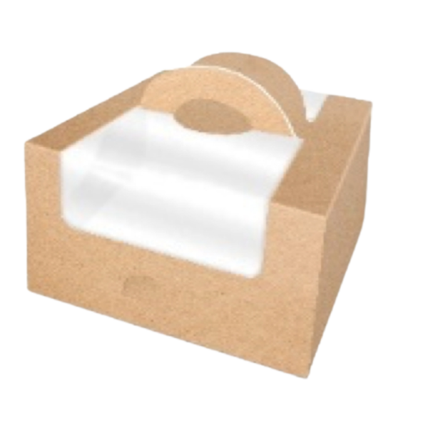 Коробка для бенто торта крафт с окном, 140 х 140 х 80 мм