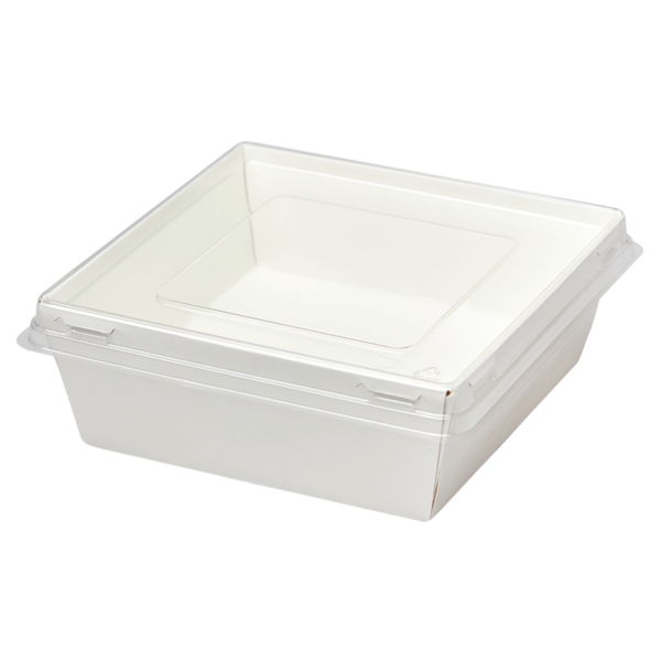 Коробка для десертов / салатов / суши, с плоской крышкой 112 х 112 х 50 мм, белая