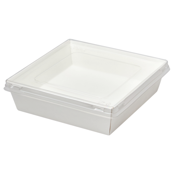 Коробка для десертов / салатов / суши, с плоской крышкой 145 х 145 х 50 мм, белая