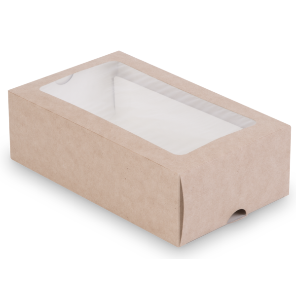 Коробка для 12 макаронс с окном, крафт, 180 х 110 х 55 мм