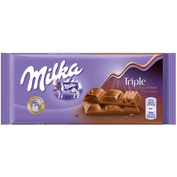 Шоколадная плитка Milka Triple caramel, 90 г