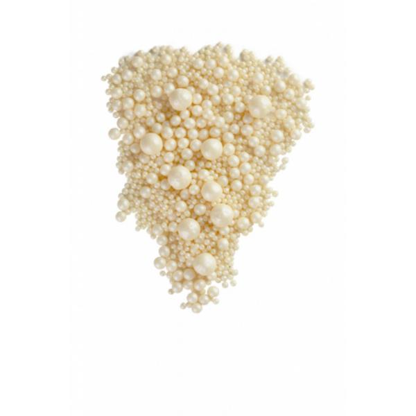 Взорванные зерна риса в глазури Серебро, 3-8 мм,  1,5 кг