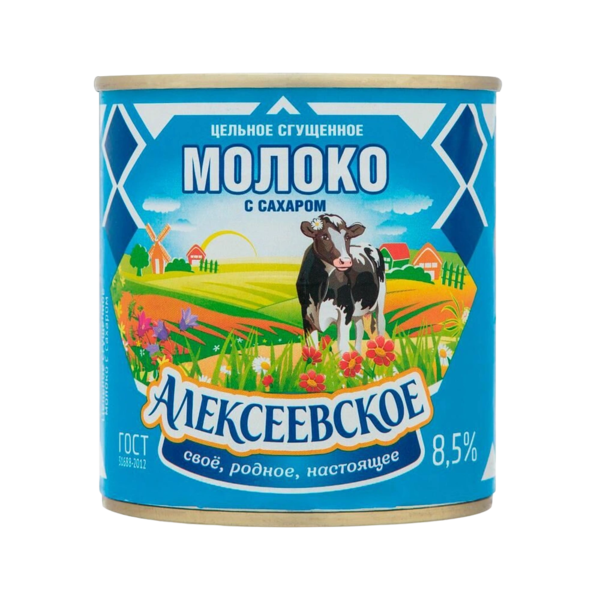 Молоко сгущенное с сахаром Алексеевское, 380 г