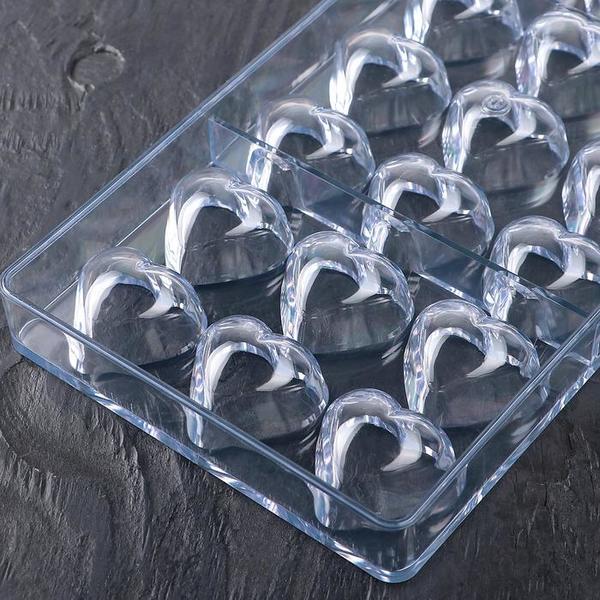 Поликарбонатная форма для конфет Сердца 21 ячейка, 28 x 14 x 2,5 см