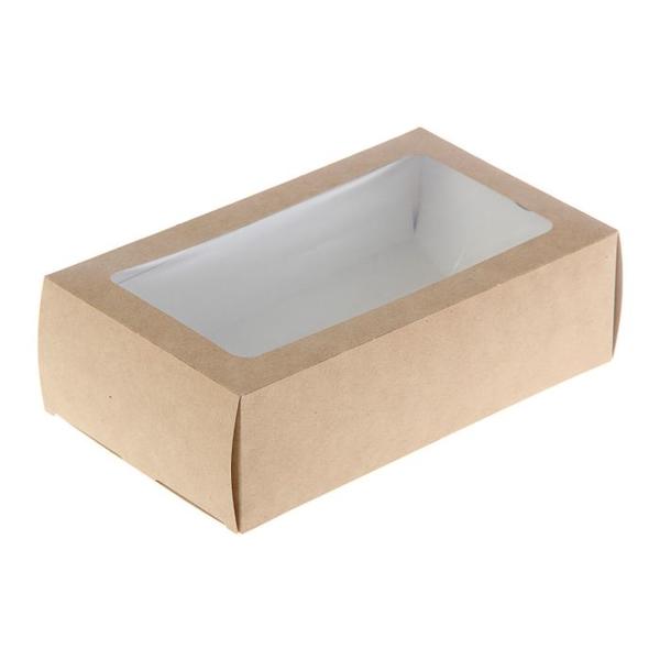 Коробка для Макарун и печенья Крафт 180 х 110 х 55 мм, c окном