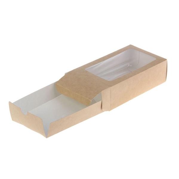 Коробка для Макарун и печенья Крафт 180 х 110 х 55 мм, c окном