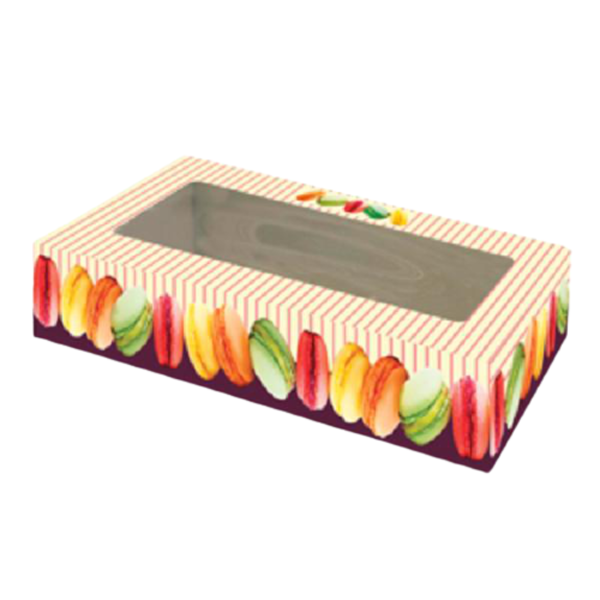 Коробка для макаронс с окошком и рисунком Macarons 26 х 12 х 4 см