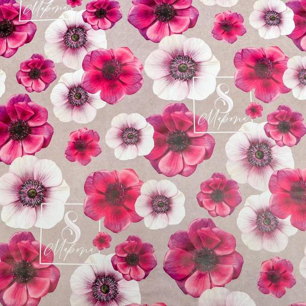 Бумага упаковочная глянцевая Цветы на 8 марта, 70 × 100 см