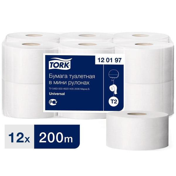 Бумага туалетная TORK T2 Universal 1 слойная, 200 м, белая
