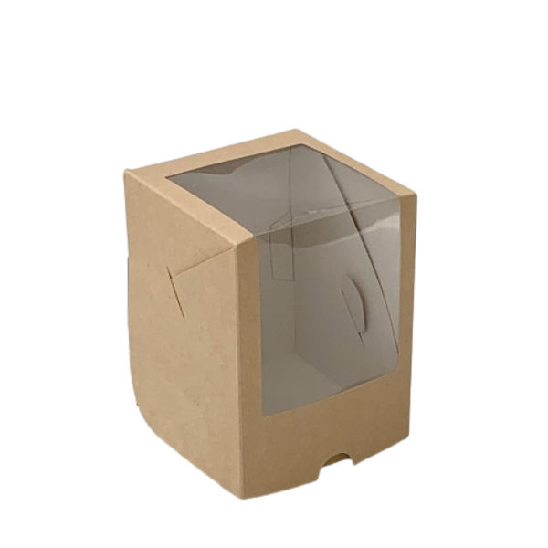 Коробка на 1 капкейк с окном, крафт, 125 х 95 х 95
