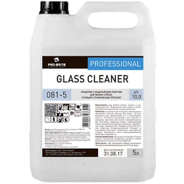 Средство для стекол и зеркал PRO-BRITE GLASS CLEANER 5 л