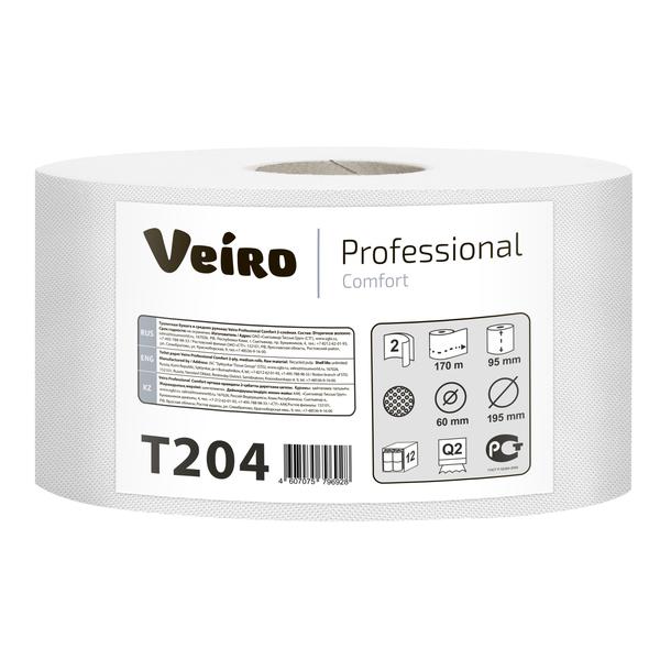 Бумага туалетная VEIRO 2 слойная, 170 м, Comfort, белая