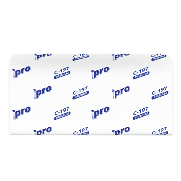 Бумажные полотенца PROtissue V сложения, 2 слойные, 200 л, 21 х 22 см, целлюлоза, белые