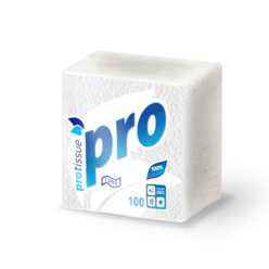 Бумажные салфетки PROtissue, 1 слойные, 24 х 24 см, 100 л, белые