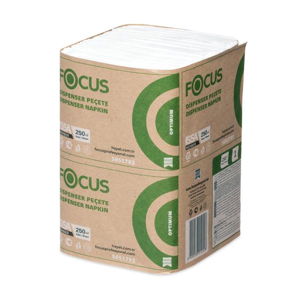 Салфетки бумажные FOCUS V сложения, 1 слойная, 250 л, 24 х 18 см