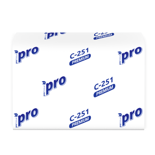 Салфетки бумажные PROtissue V сложения, 2 слойная, 200 л, 16 х 21 см с тиснением