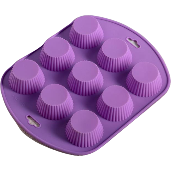 Силиконовая форма для выпечки 9 ячеек, рифленые кексики