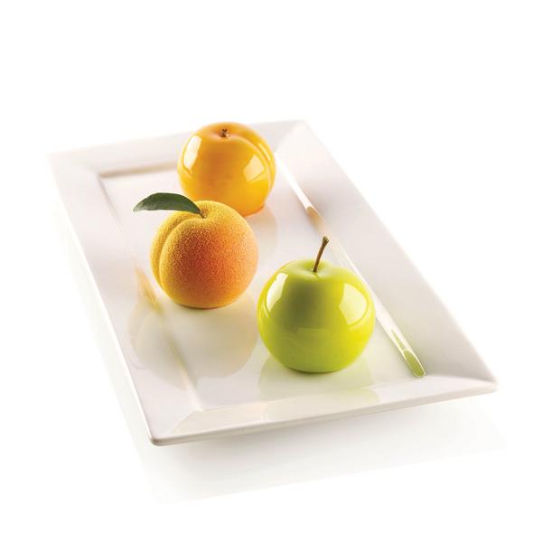Форма для муссовых десертов ISPIRAZIONI DI FRUTTA SILIKOMART (Фрукты яблоко, персик, мандарин) 6 ячеек по 120 мл, d=62 h=53
