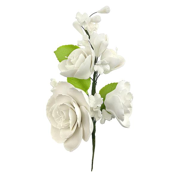 Цветы из мастики букет роз белых, 18 см
