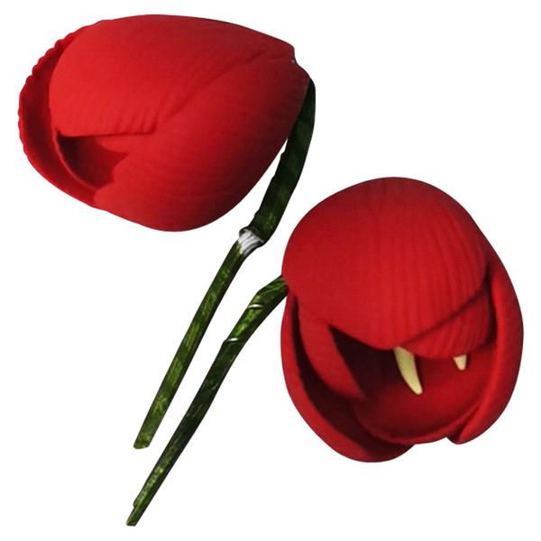 Цветы из мастики Тюльпан красный 4,5 см, 2 штуки