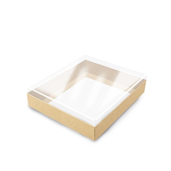 Коробка для десертов крафт с прозрачной крышкой 16 х 13 х 4 см