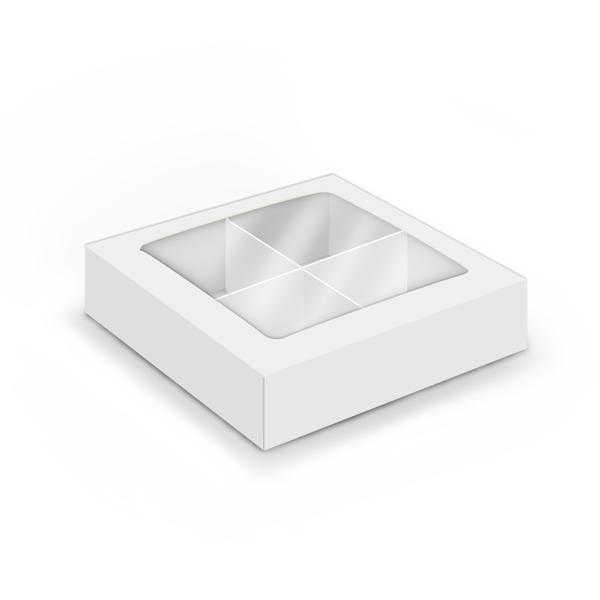 Коробка для конфет, 4 ячейки, белая 12,6 х 12,6 х 4 см