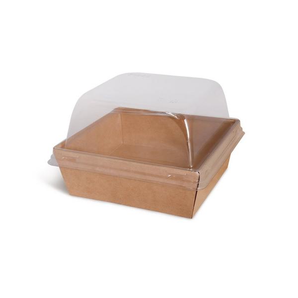 Коробка для бенто-торта/бургера с окном 13 х 13 х 9 см, дно 9,5 х 9,5 см