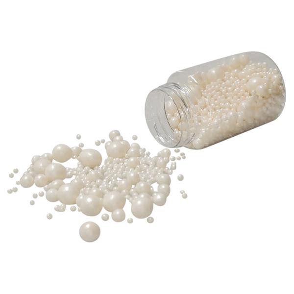 Взорванные зерна риса в глазури Серебро, 3-8 мм,  70 г