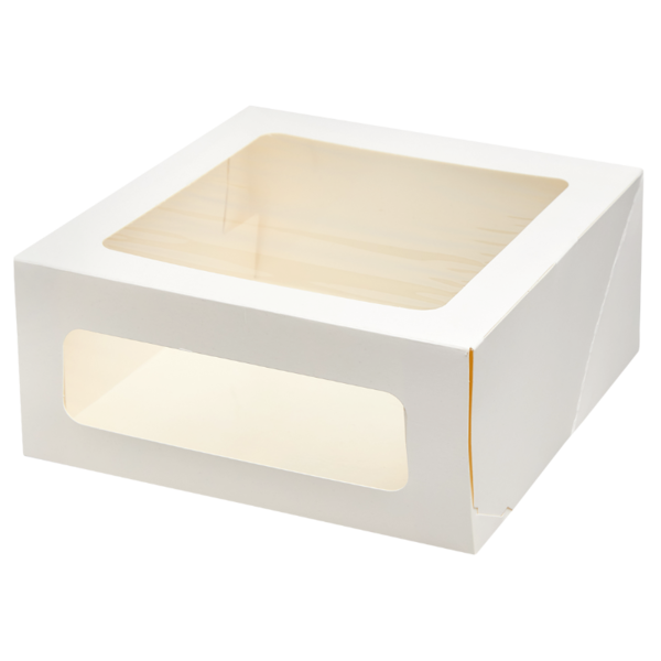 Коробка для торта картонная с окнами, 220 х 220 х 100 мм, forGenika