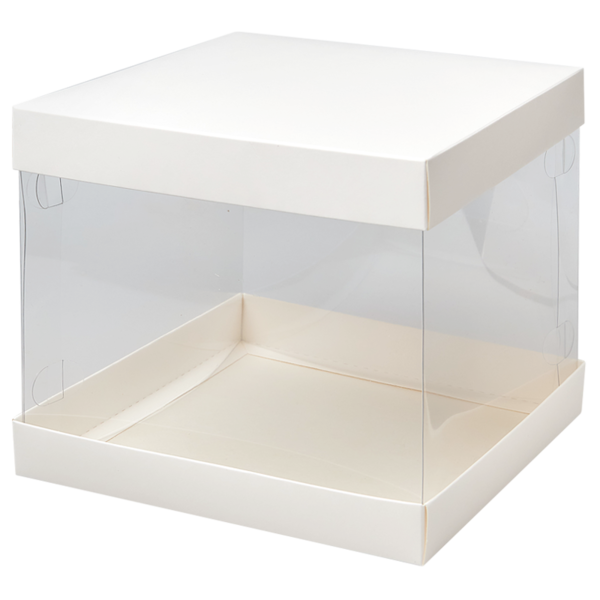 Коробка для торта прозрачная, 200 x 200 x 180, белая