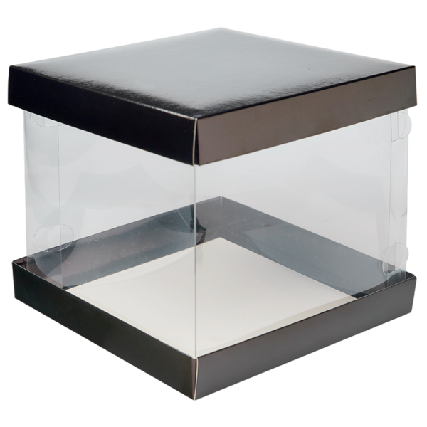 Коробка для торта прозрачная, 200 x 200 x 180, черная