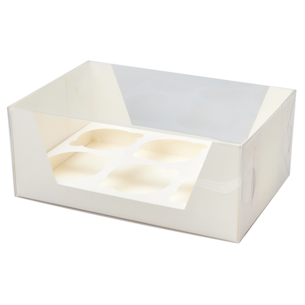 Коробка для капкейков на 6 шт. прозрачная, 235 x 160 x 95, белая