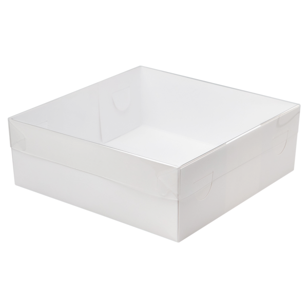 Коробка для кондитерскиx  изделий с прозрачной крышкой, 200 x 200 x 70, белая