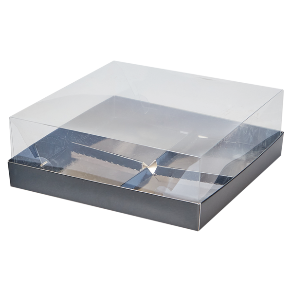 Коробка для пирожныx  на 4 шт. с прозрачной крышкой, 180 x 180 x 65, черная