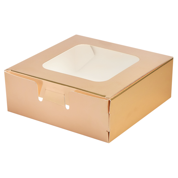 Коробка для десертов с окном, 135 x 135 x 50, золотая