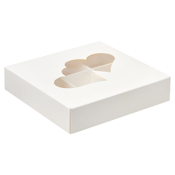 Коробка на 9 конфет, с окном «Два сердца», 135 x 135 x 30, белая