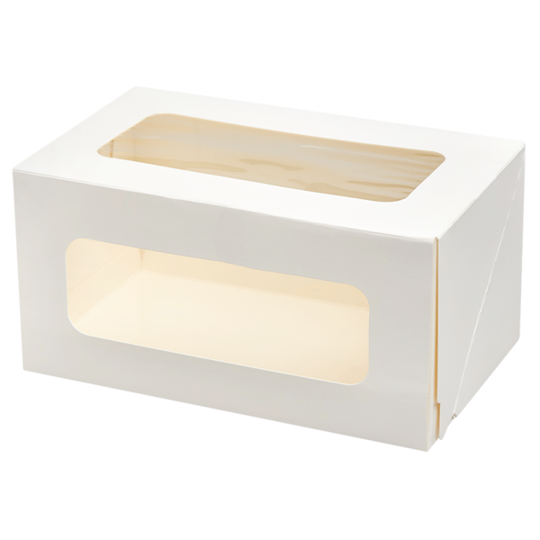 Коробка для торта с окном и ложементом белая 200 x 120 x 100 мм