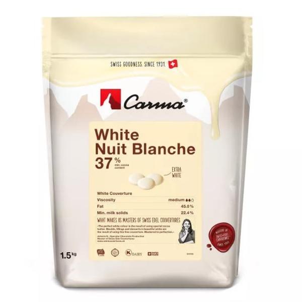 Шоколад белый CARMA White Nuit Blanche, в каллетах, 37%, 1,5кг