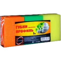Губка для посуды 3 шт, стандарт 9 х 6,5 х 4 см