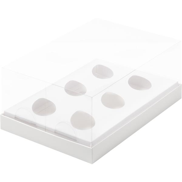 Коробка под 6 шоколадных яиц с прозрачной крышкой 235 x 160 x 100 мм, белая