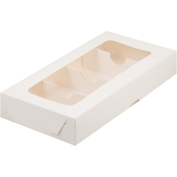 Коробка для дегустационных наборов пирожных 250 x 130 x 40 мм на 4 шт, белая