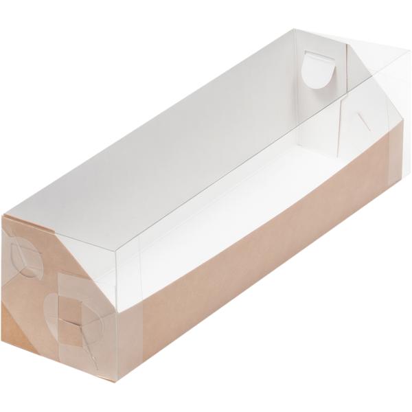 Коробка для макарон с пластиковой крышкой 190 х 55 х 55 мм, крафт